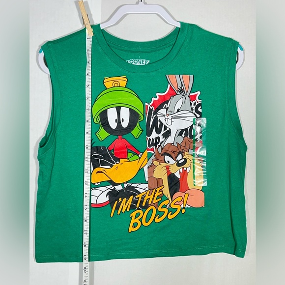NWT Looney Tunes Shrit Women’s Size Medium Sleeveless Green Teal I’m The Boss - Picture 3 of 8